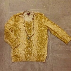 BOGO Talbots Mustard printed cardigan